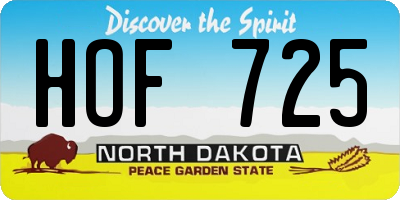 ND license plate HOF725