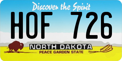 ND license plate HOF726