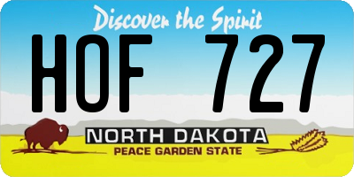 ND license plate HOF727