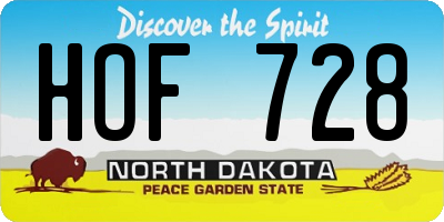 ND license plate HOF728