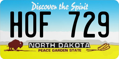 ND license plate HOF729