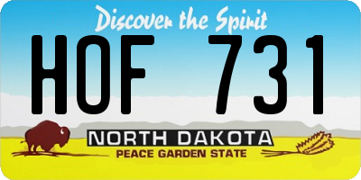 ND license plate HOF731