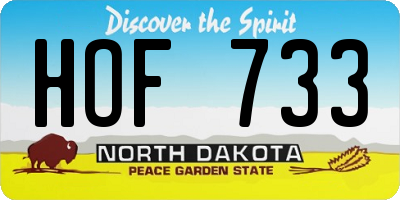 ND license plate HOF733