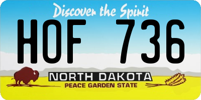 ND license plate HOF736