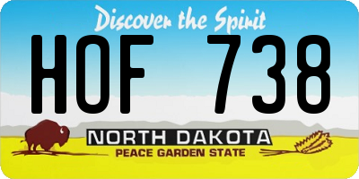 ND license plate HOF738