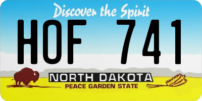 ND license plate HOF741
