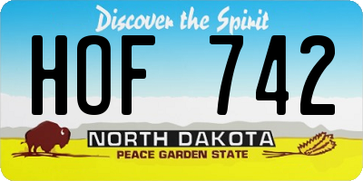 ND license plate HOF742
