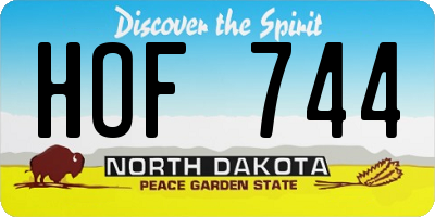 ND license plate HOF744