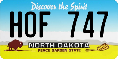 ND license plate HOF747