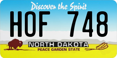 ND license plate HOF748
