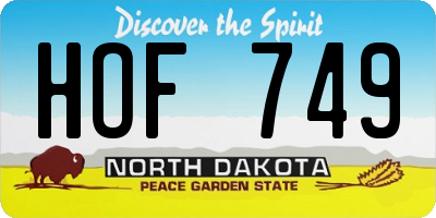 ND license plate HOF749