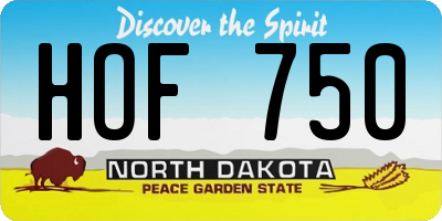 ND license plate HOF750