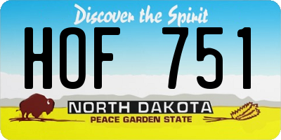 ND license plate HOF751