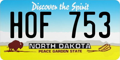 ND license plate HOF753