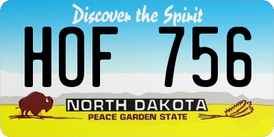ND license plate HOF756