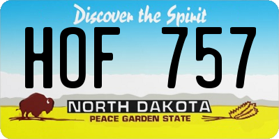 ND license plate HOF757