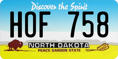 ND license plate HOF758