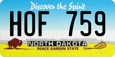 ND license plate HOF759
