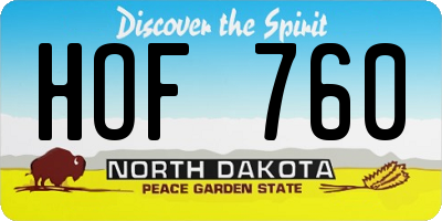 ND license plate HOF760