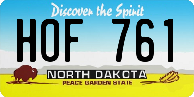 ND license plate HOF761
