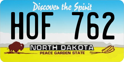 ND license plate HOF762