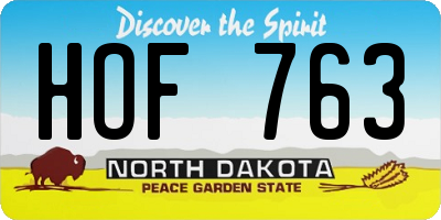 ND license plate HOF763