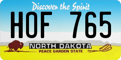 ND license plate HOF765