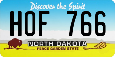 ND license plate HOF766
