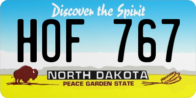 ND license plate HOF767