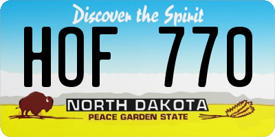 ND license plate HOF770
