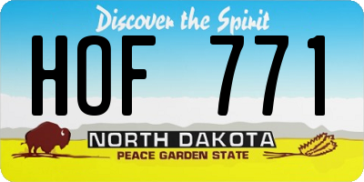 ND license plate HOF771