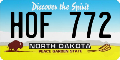 ND license plate HOF772