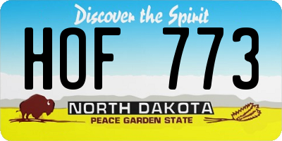 ND license plate HOF773