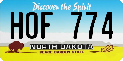 ND license plate HOF774