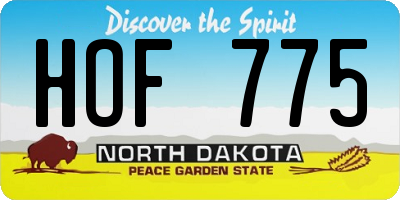 ND license plate HOF775