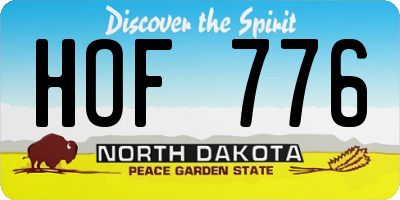 ND license plate HOF776
