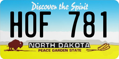 ND license plate HOF781