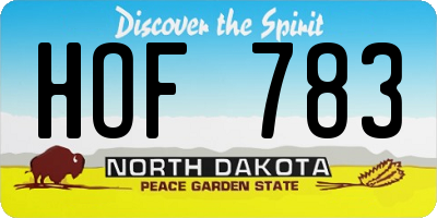 ND license plate HOF783
