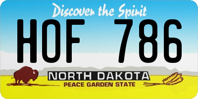 ND license plate HOF786