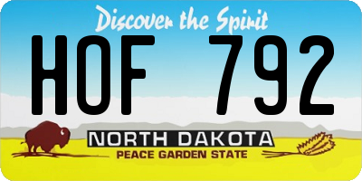 ND license plate HOF792