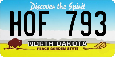 ND license plate HOF793