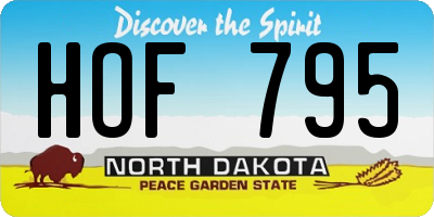 ND license plate HOF795