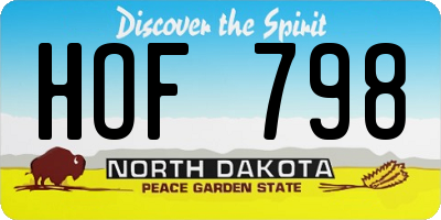 ND license plate HOF798