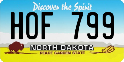 ND license plate HOF799
