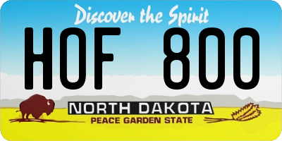 ND license plate HOF800