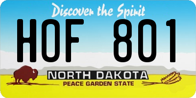 ND license plate HOF801