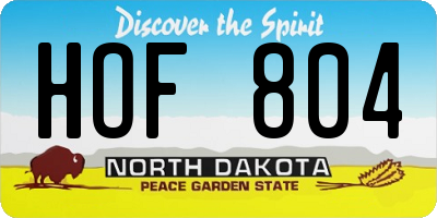 ND license plate HOF804