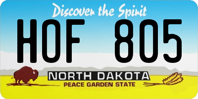 ND license plate HOF805