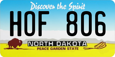 ND license plate HOF806