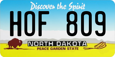 ND license plate HOF809